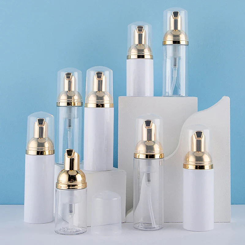 30/50/60ml White Gold Foamer Pump Bottle | Refillable Empty Foaming Soap Dispenser