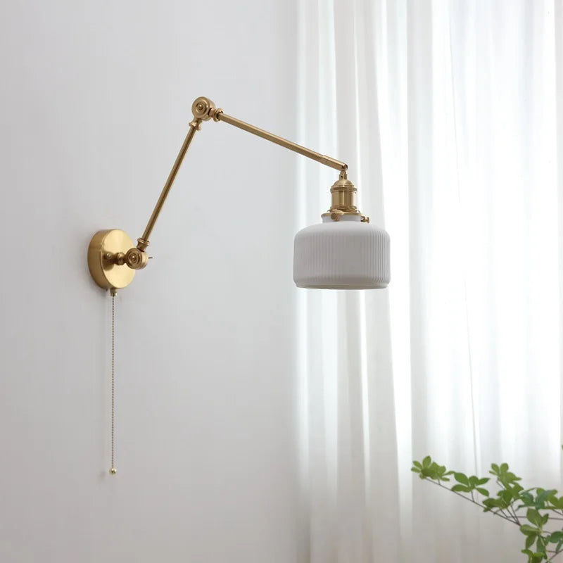 DecorBites™ Copper Swing Arm Wall Lights Sconce Up Down LED Modern Ceramic Lampshade