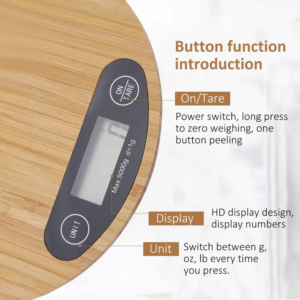 DecorBites™ Digital Kitchen Scale with LCD Display and Tare Function - 5KG Capacity