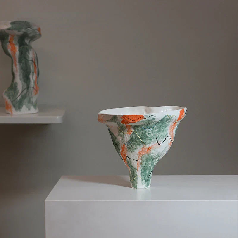DecorBites™ Abstract Irregular Pattern Ceramic Vase for Home Decoration