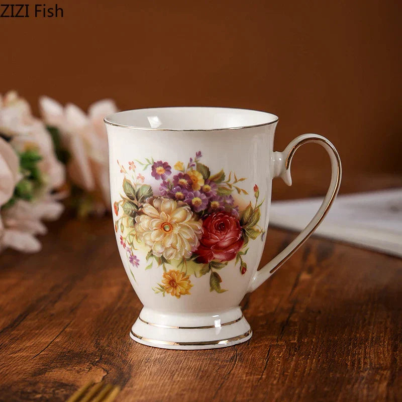 DecorBites™ Elegant Floral Ceramic Cup & Saucer Set
