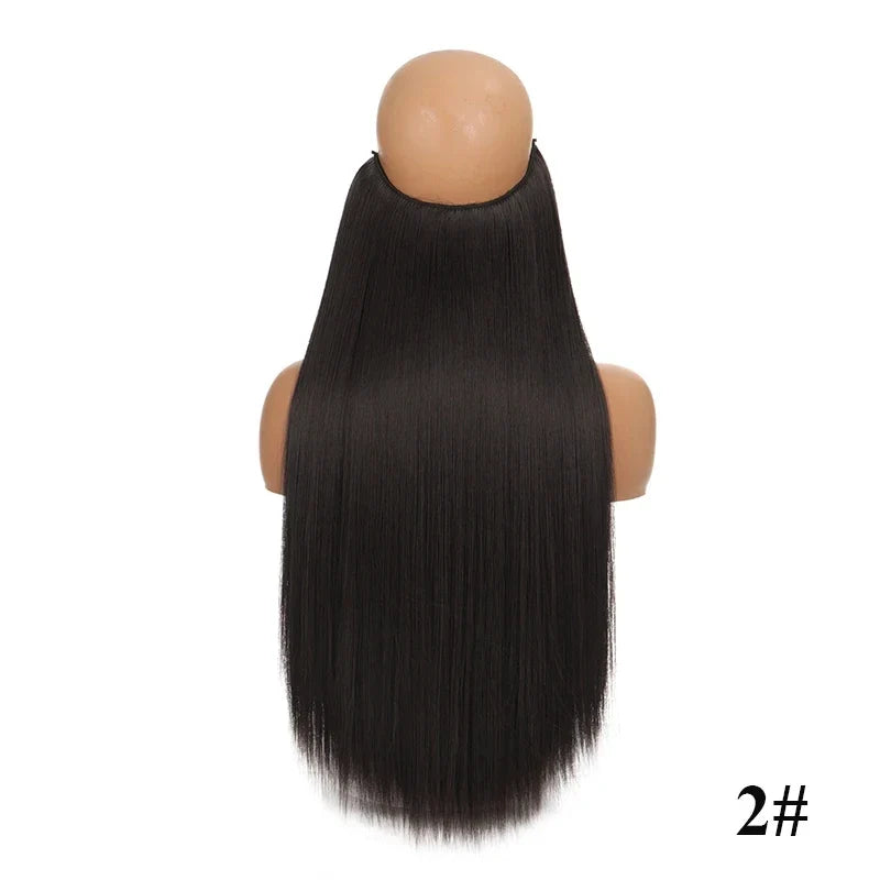 Fish line hair extension piece | 40cm 50cm 60cm straight and curly daily wear for women