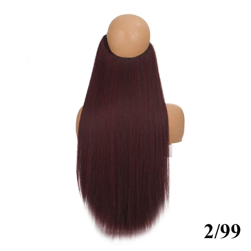 Fish line hair extension piece | 40cm 50cm 60cm straight and curly daily wear for women