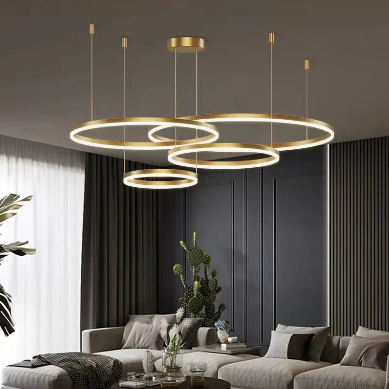 DecorBites™ Gold Ring Pendant Lights Circle Acrylic LED Ceiling Lamp