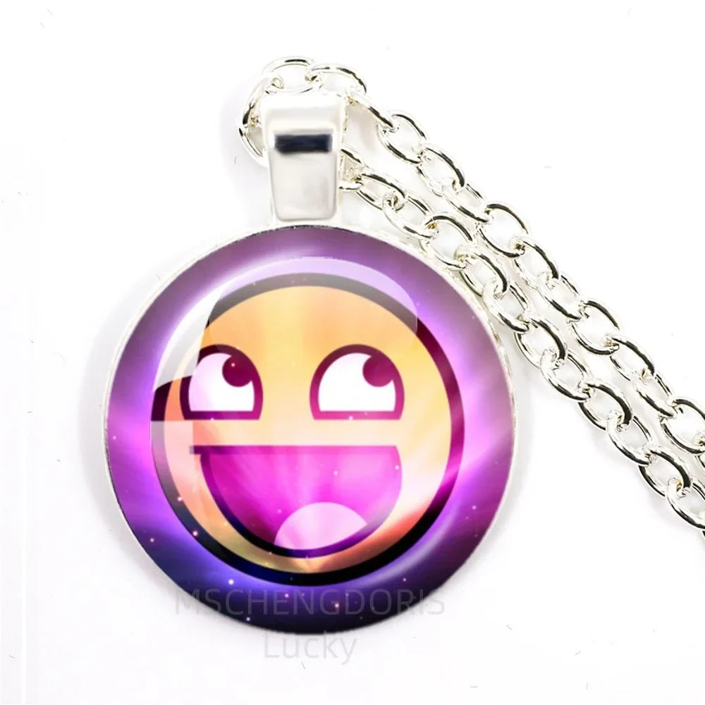 Funny Meme Cartoon Glass Pendant Necklace | Unisex Party Jewelry Gift
