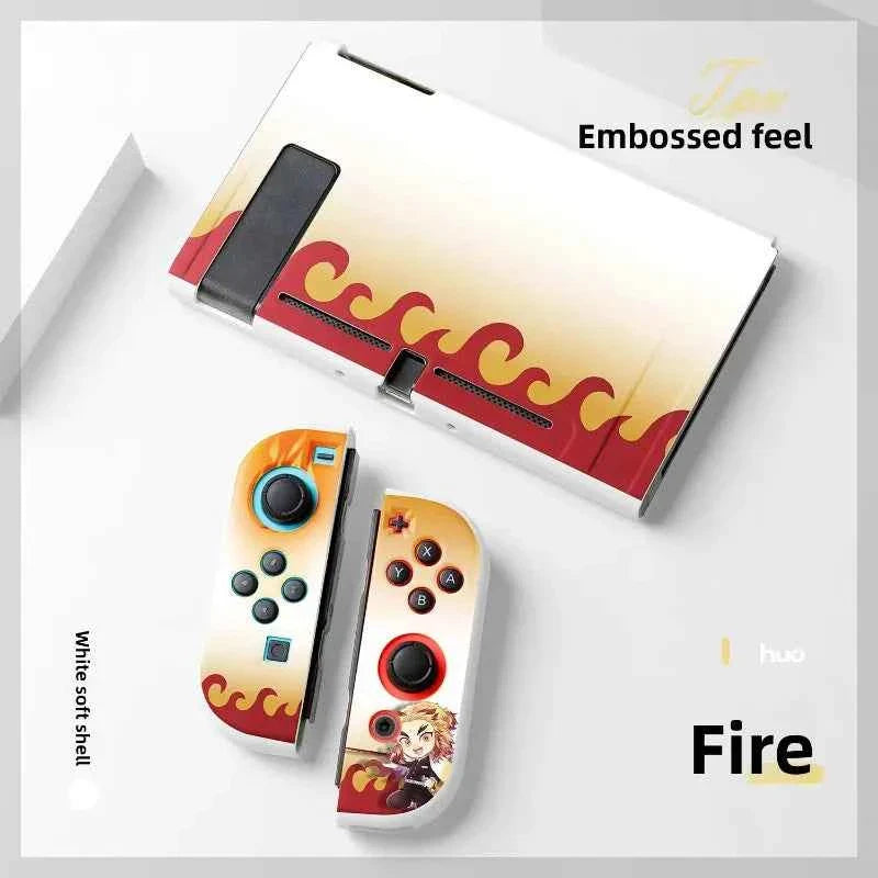 Demon Slayer Painted Relief Protective Case for Switch NS TPU Soft-shell Split Protective Case Creative Game Console Accessories