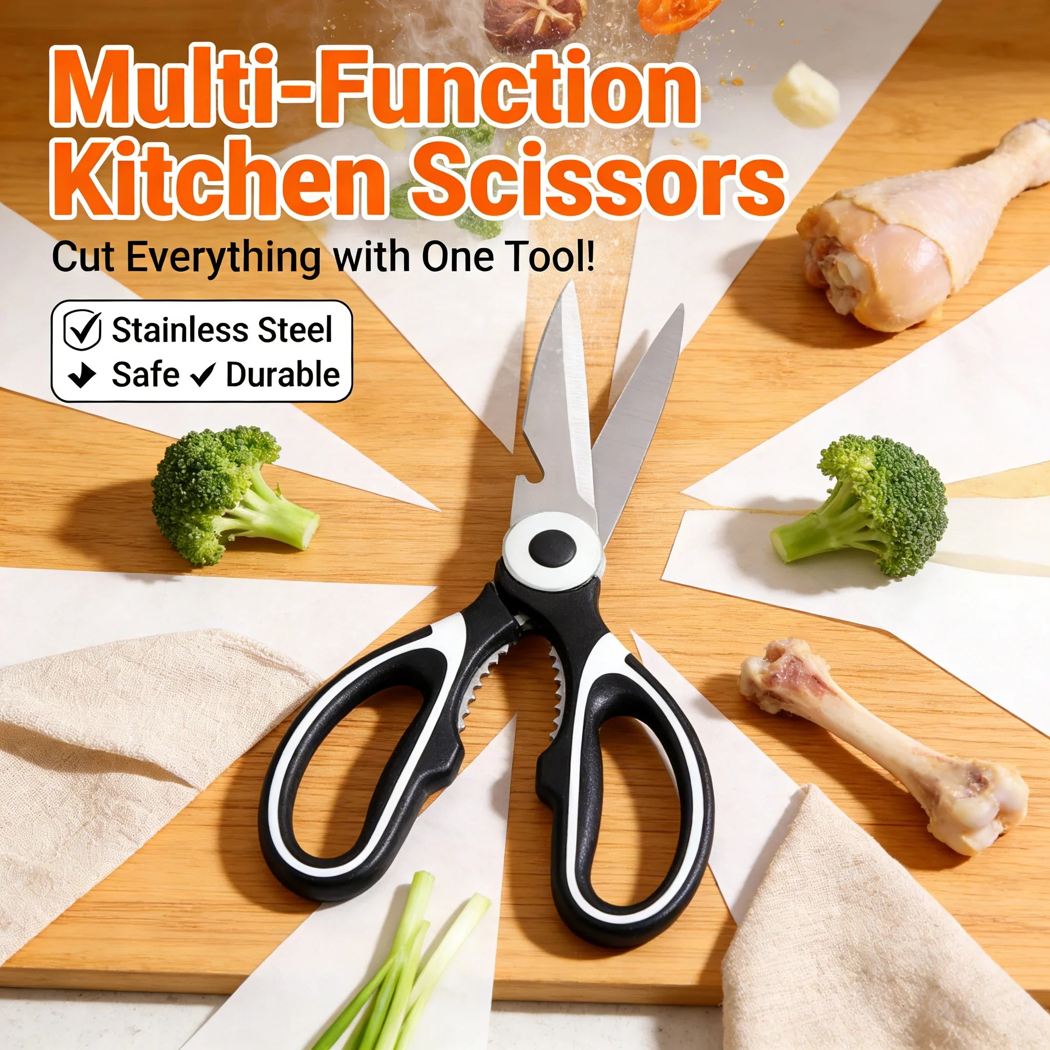 Multipurpose Kitchen Scissors Heavy Duty | Ergonomic Shears for Everyday Cutting
