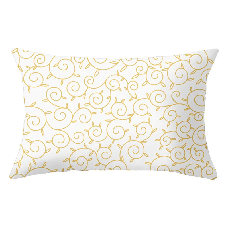 DecorBites™ Geometric Striped Curved Rectangle Pillowcase - Yellow Blue Sofa Throw Pillows