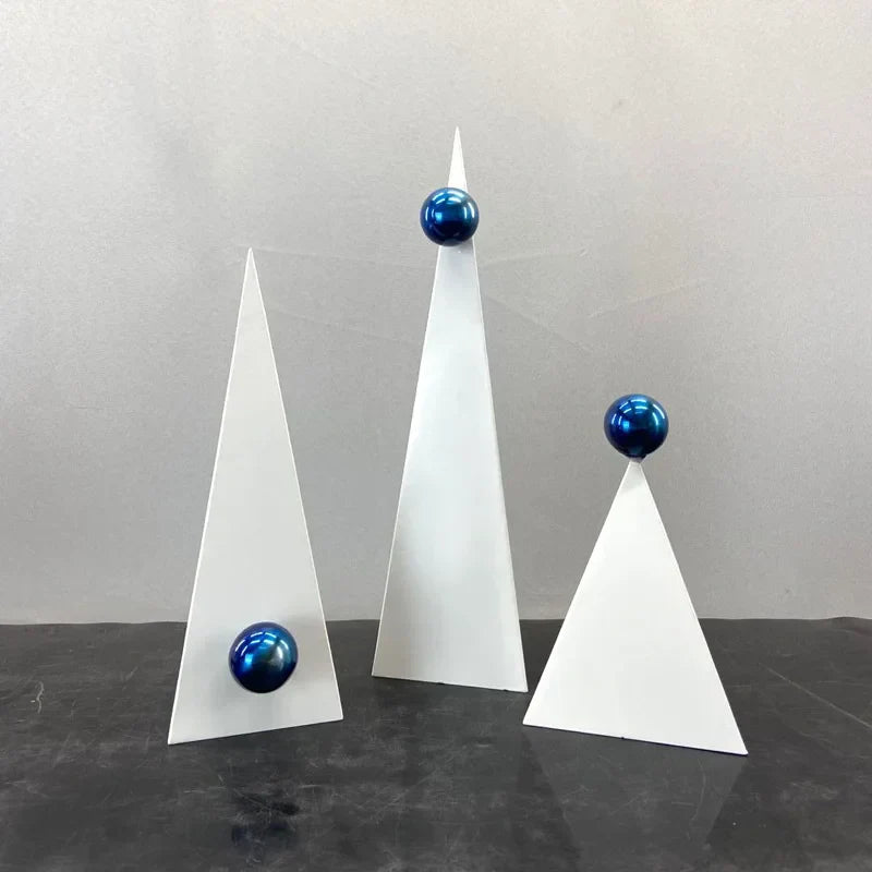DecorBites™ Geometric Triangle Blue Ball Ornament: Abstract Decorative Figurine