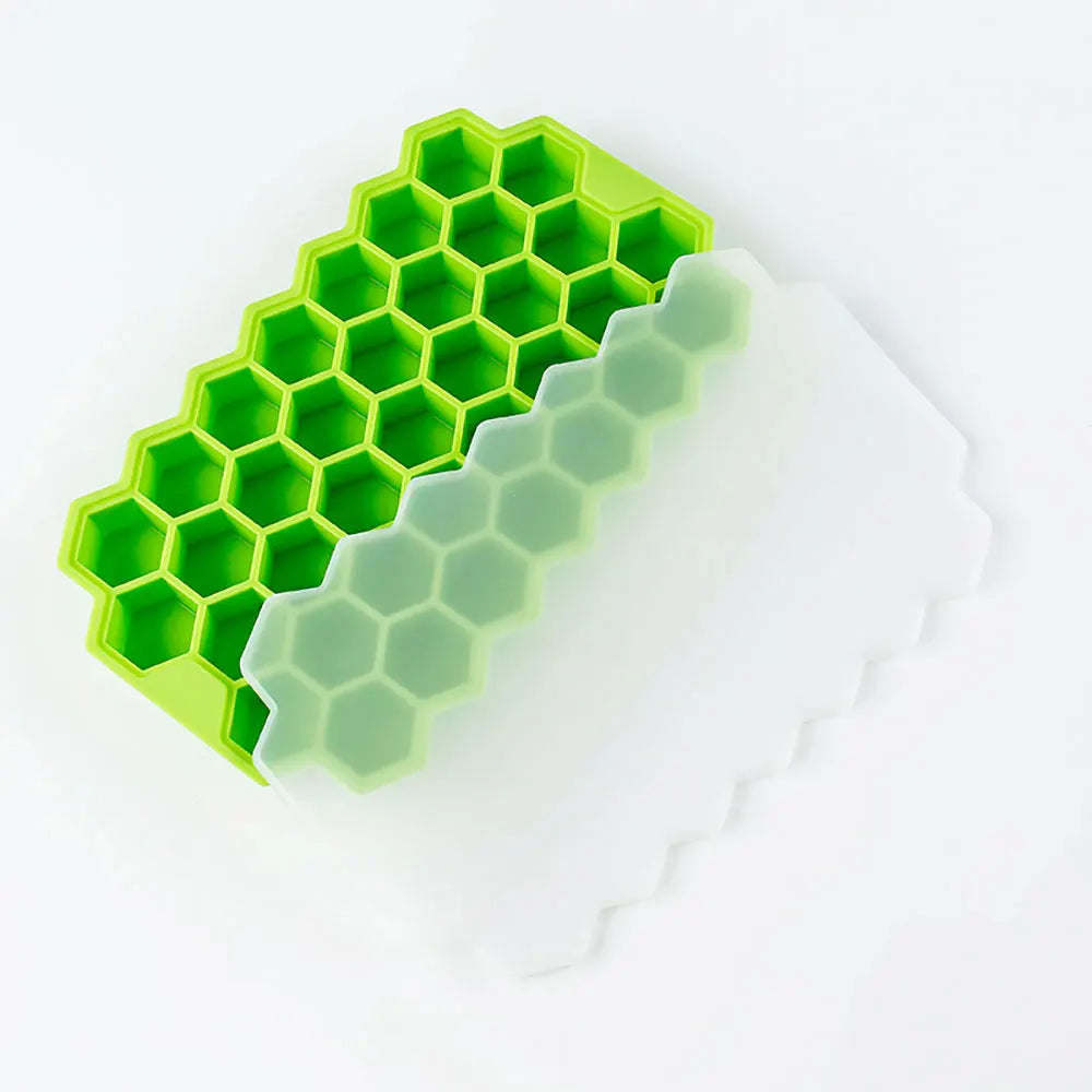37 Grids Honeycomb Ice Cube Silicone Mold with Lid | Flexible Silicone Ice Tray for DIY Ice Making