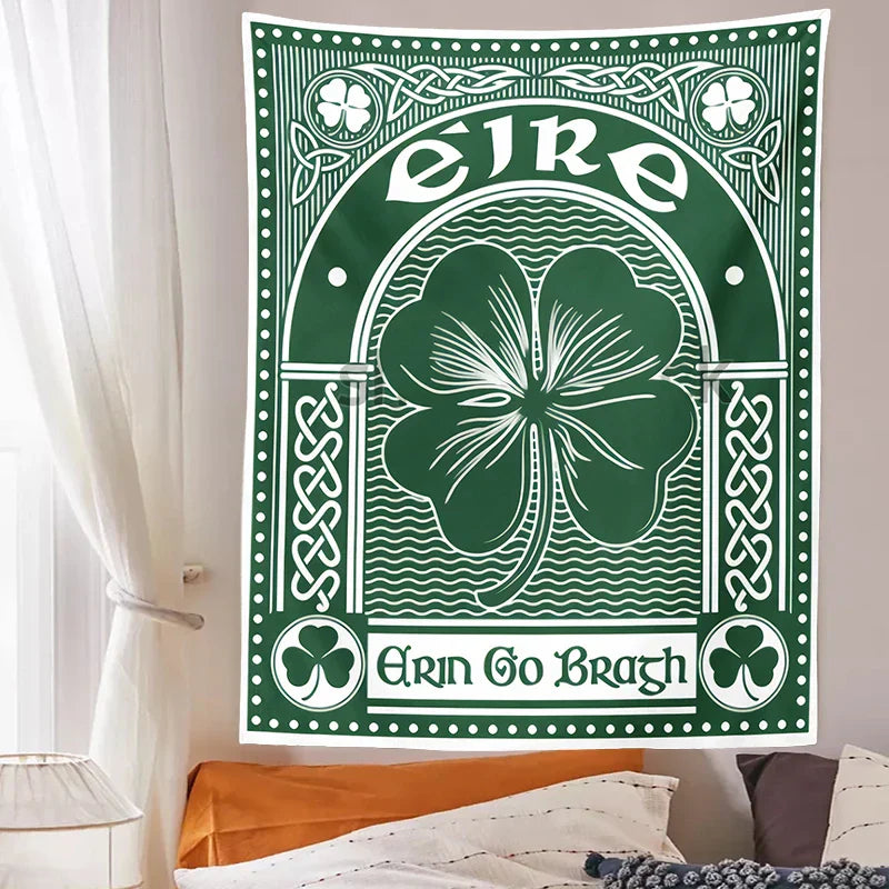 DecorBites™ Clover Psychedelic Gothic Wall Tapestry St. Patrick's Day Celtic Art
