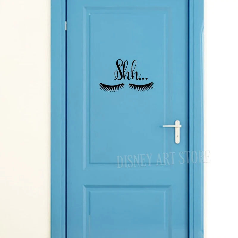 Shh Eyelash Vinyl Decal | Removable Baby Sleeping Wall Sticker