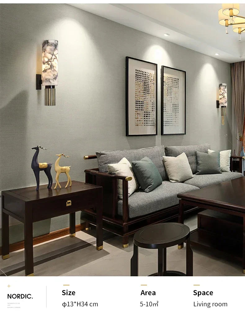 DecorBites™ Copper Alabaster Wall Lamp: Post-Modern High-End Bedroom Lighting