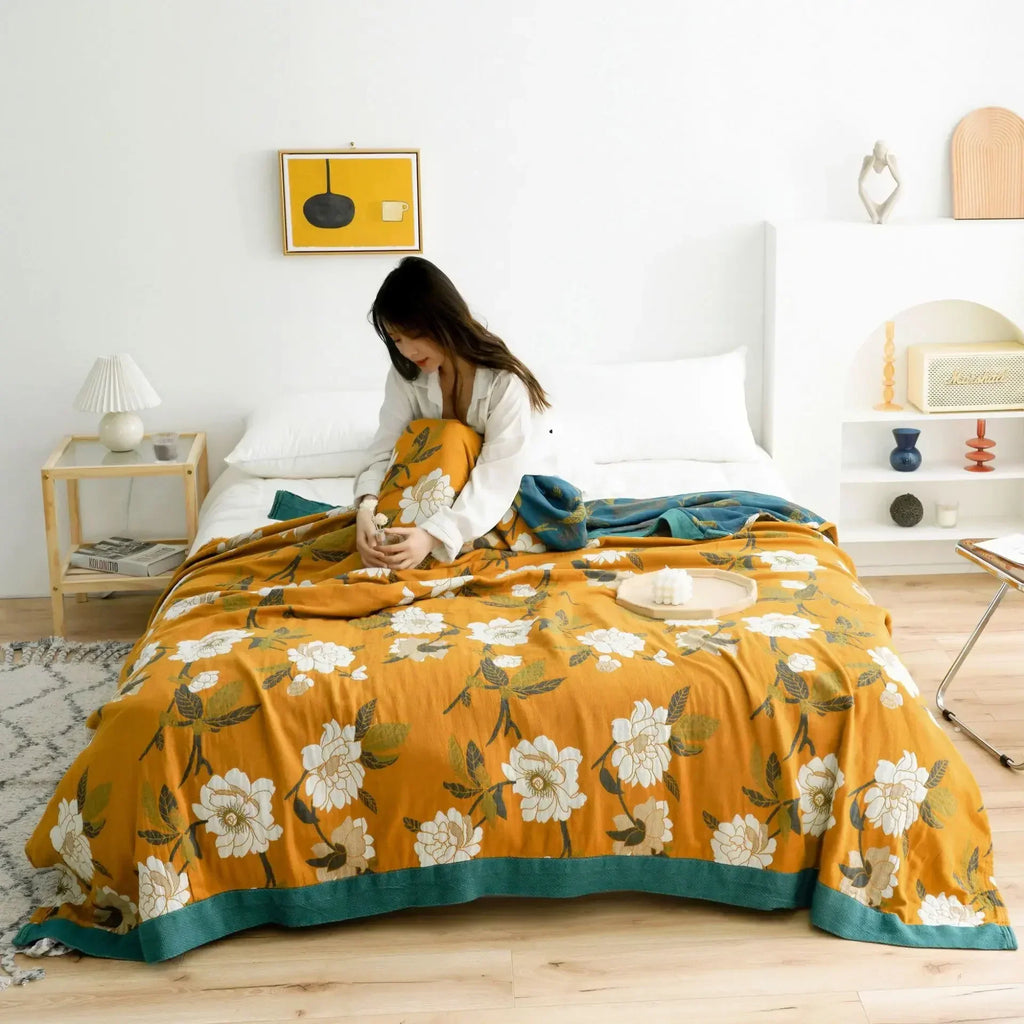DecorBites™ Cotton Gauze Soft Throw Blanket for Bed and Sofa
