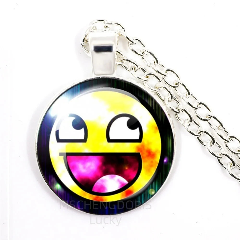 Funny Meme Cartoon Glass Pendant Necklace | Unisex Party Jewelry Gift