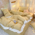DecorBites™ Cotton Ruffle Edge Duvet Cover Set - Soft, Thick, Solid Color