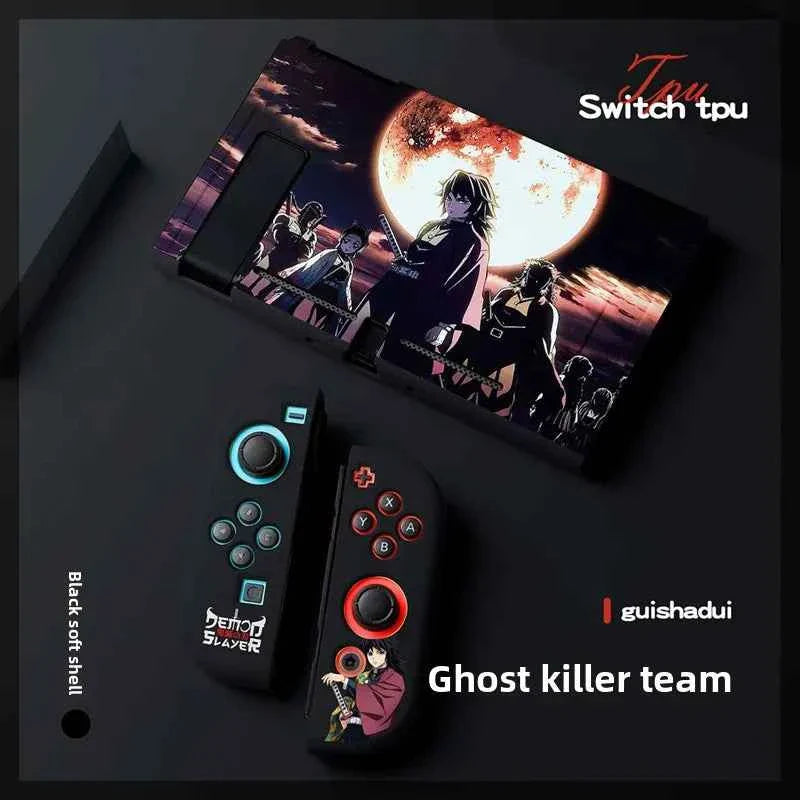 Demon Slayer Painted Relief Protective Case for Switch NS TPU Soft-shell Split Protective Case Creative Game Console Accessories