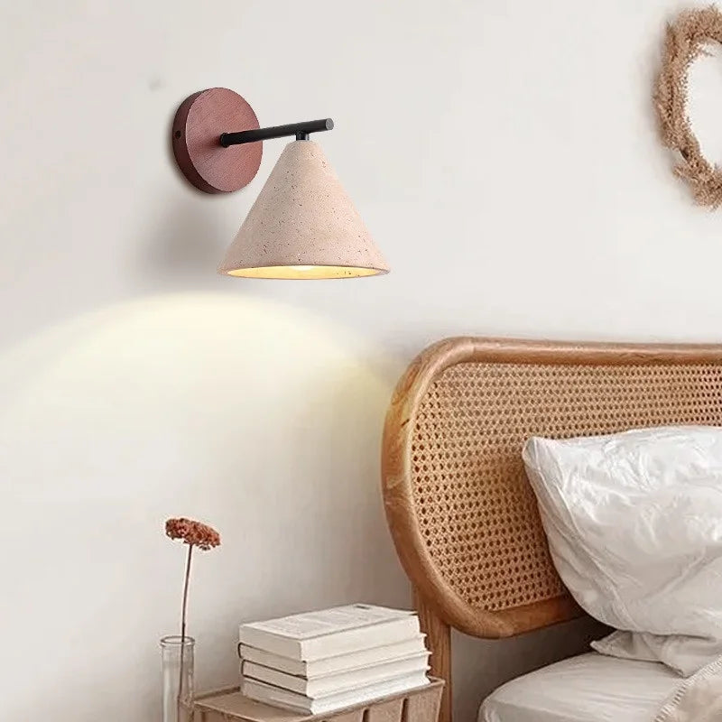 DecorBites™ Iron Yellow Travertine Wall Lights, Pull Chain Switch, LED Sconce for Bedroom, Bathroom.