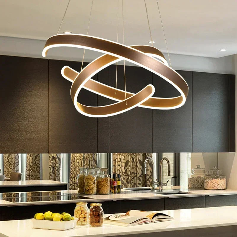 DecorBites™ Geometric Circle Rings LED Pendant Light Fixture