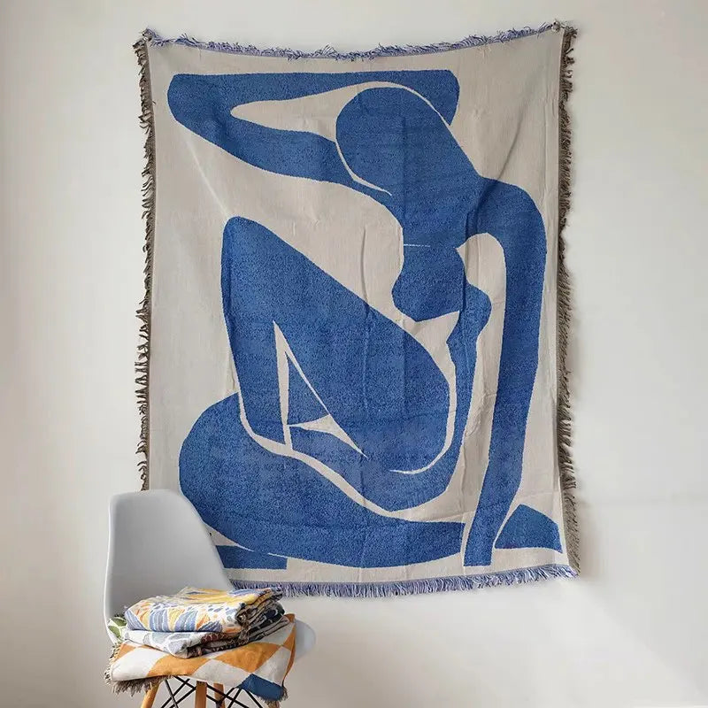 DecorBites™ Geometric Knitted Tassels Throw Blanket