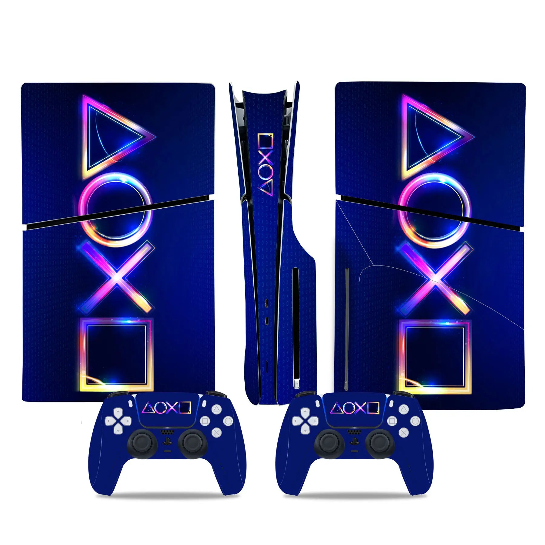 For PS5 Slim Disc Edition Console and 2 Controllers Geometry Design Skin PS5 Slim Disc Sticker Protective Decal Cover Full Set