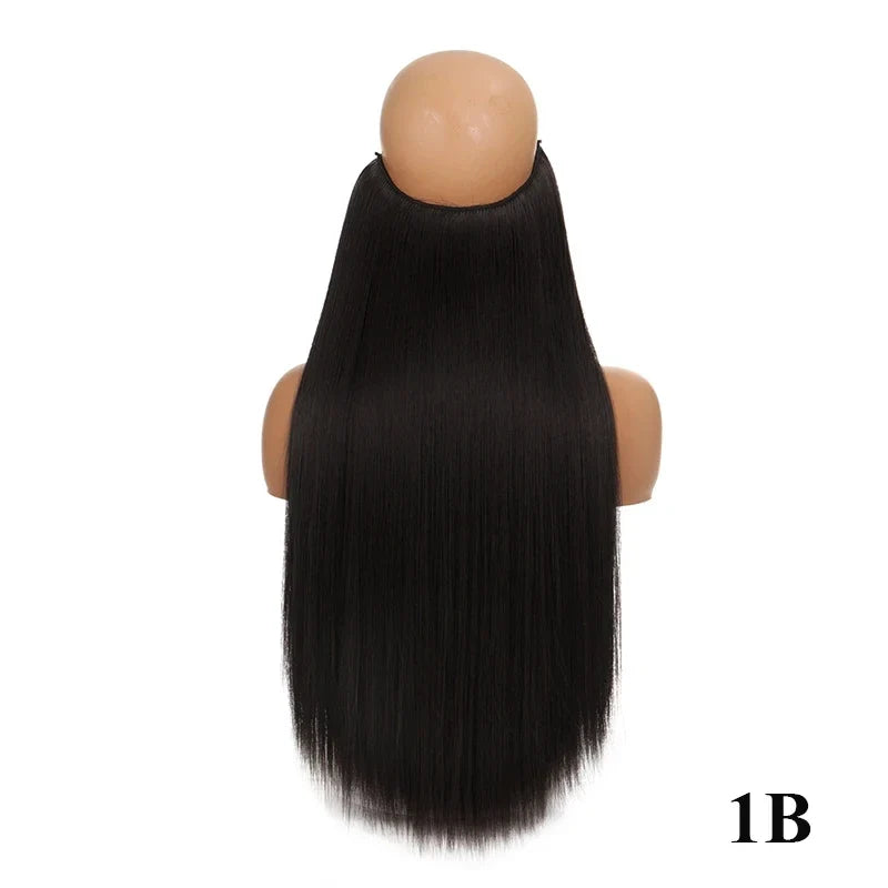 Fish line hair extension piece | 40cm 50cm 60cm straight and curly daily wear for women