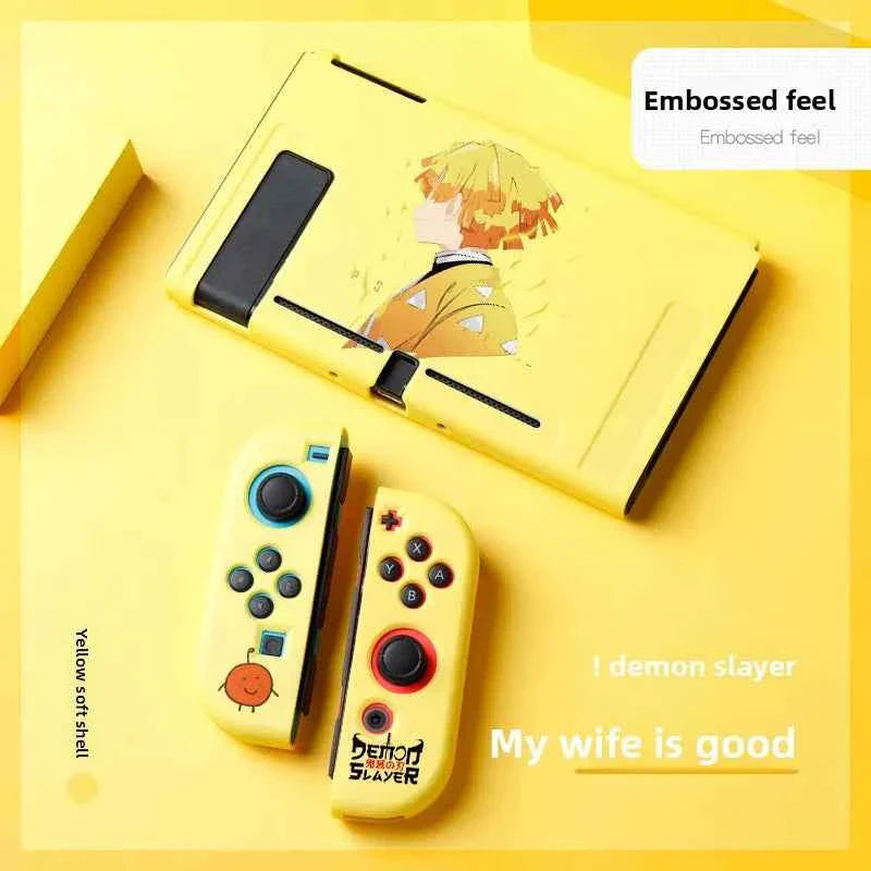 Demon Slayer Painted Relief Protective Case for Switch NS TPU Soft-shell Split Protective Case Creative Game Console Accessories