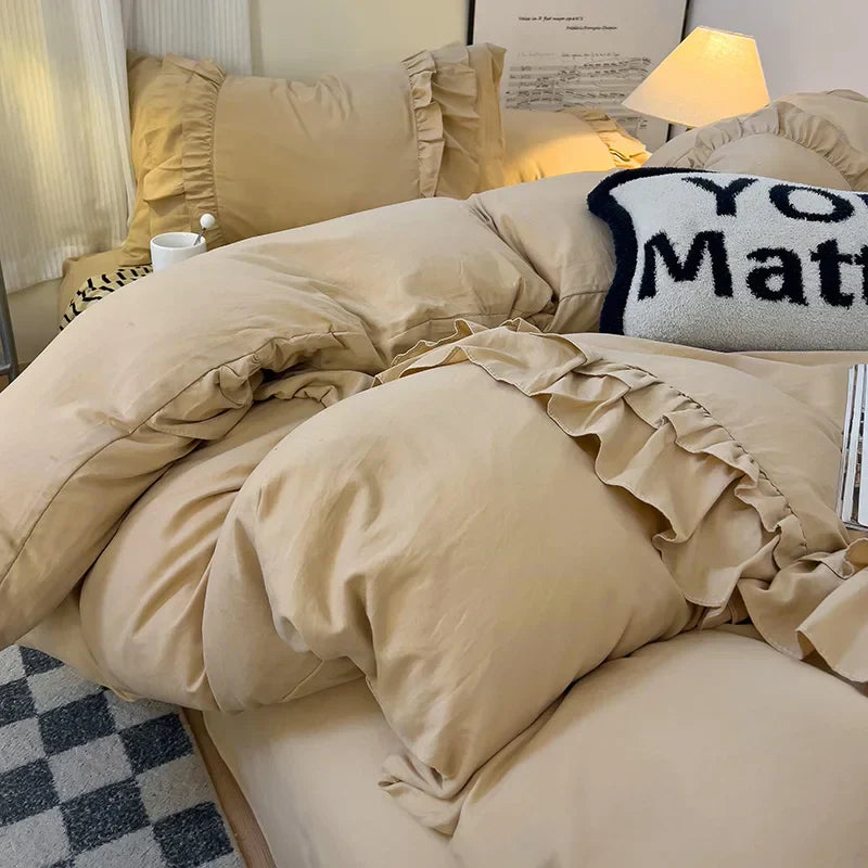 DecorBites™ Lace Patchwork Duvet Cover Set, Soft Microfiber, Full Queen Size Bed Linen Pillowcase