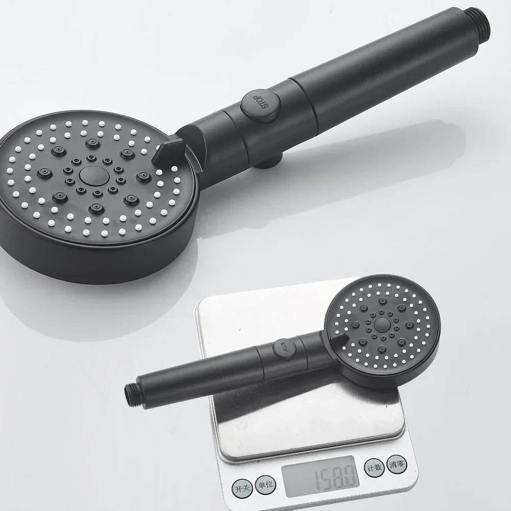 DecorBites™ 5-Function Shower Head with Stop Button, 10cm Panel, Silicone Gel Holes