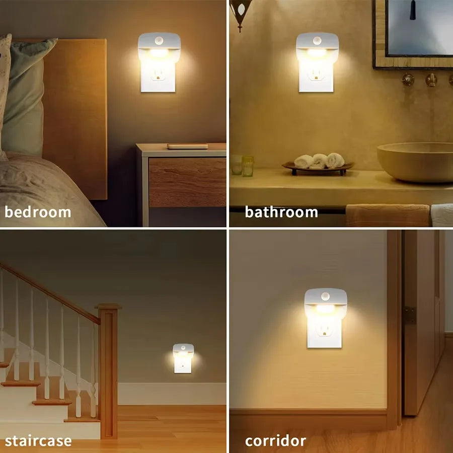 EU Plug Night Light with PIR Sensor | Automatic On/Off LED for Bedroom and Hallway