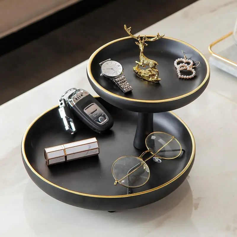 DecorBites™ Double-Layer Coffee Table Tray: Stylish Storage Box for Cosmetics, Keys, and Decor
