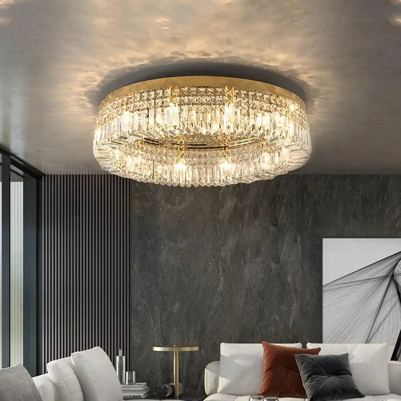 DecorBites™ Crystal Gold LED Ring Ceiling Light - Modern Luxury Home Lighting