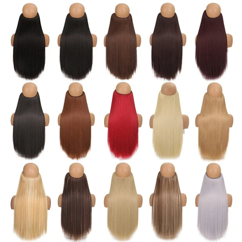 Fish line hair extension piece | 40cm 50cm 60cm straight and curly daily wear for women