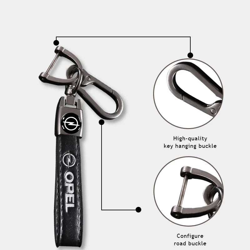 Opel Leather Keychain | Embroidered Car Emblem Key Ring