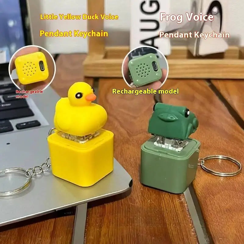 Rechargeable Fidget Clicker Keychain | LED Sound Croaking Duck