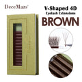 DeceMars V-Shaped 4D Brown Eyelash Extensions | 12 Rows Tray
