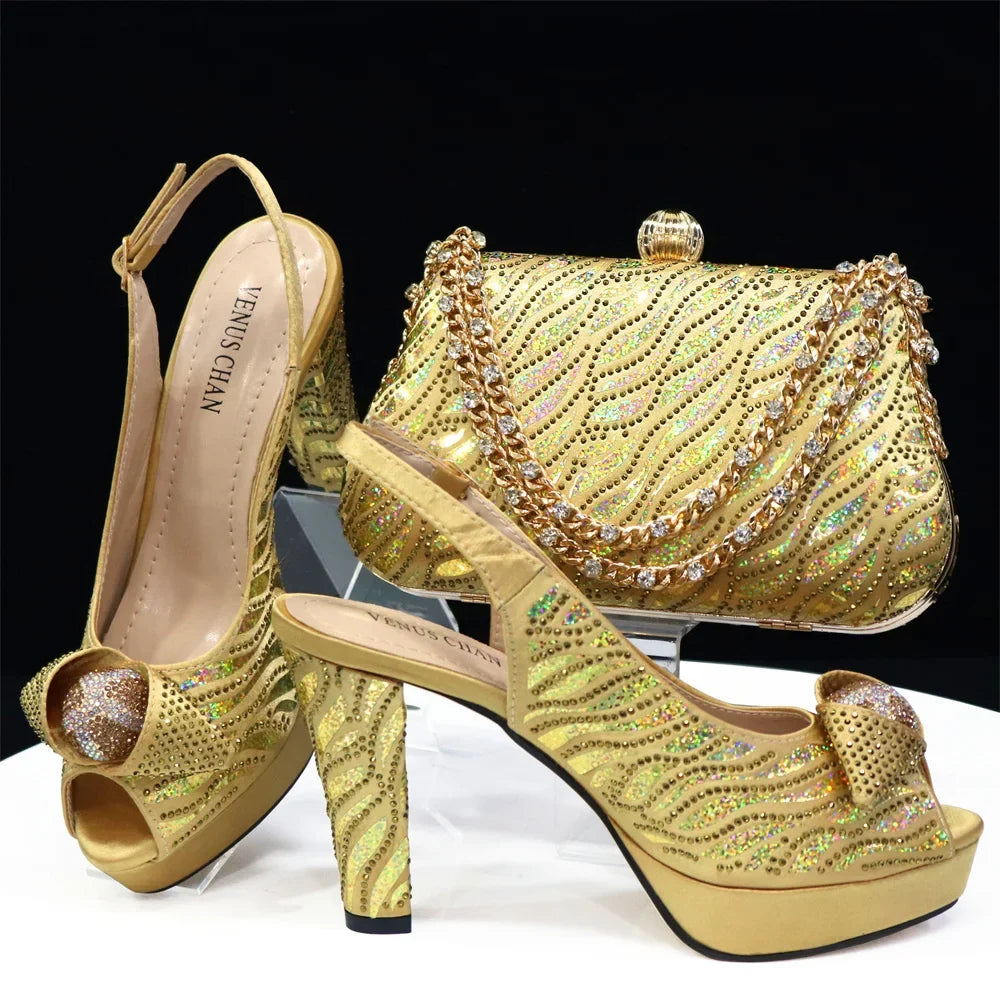 Italian Shoes And Bag Sets For Evening Party With Stones ED1-60