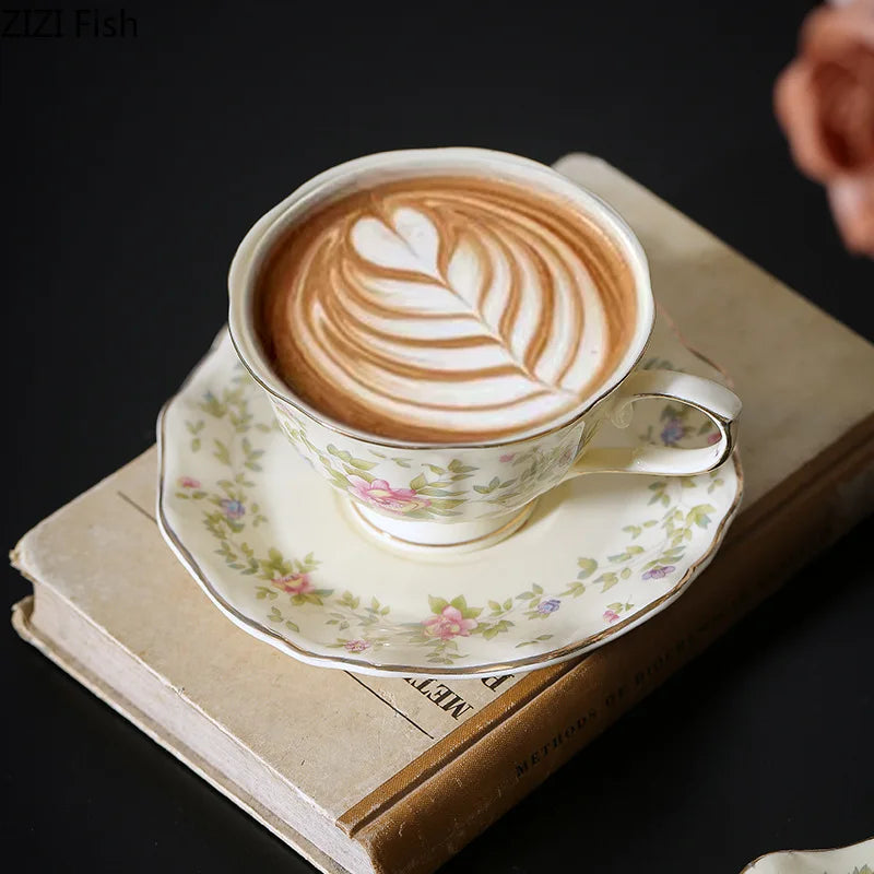 DecorBites™ Gold-plated Classical Ceramic Cup & Saucer Set for Dining Table Coffee Afternoon Tea