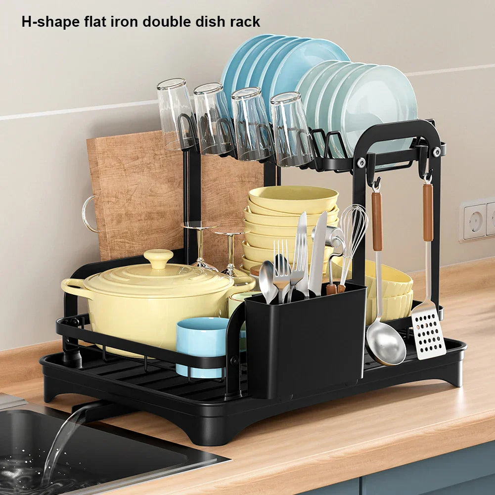 DecorBites™ 2 Tier Dish Drainer Storage Rack for Kitchen Countertop Organization