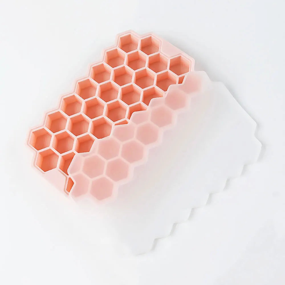 37 Grids Honeycomb Ice Cube Silicone Mold with Lid | Flexible Silicone Ice Tray for DIY Ice Making