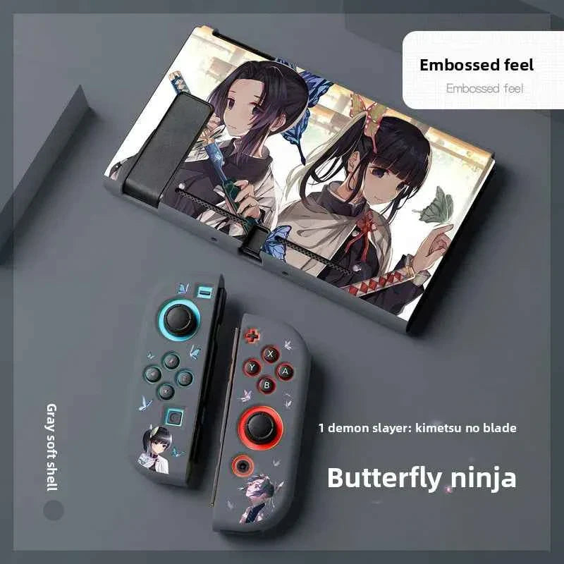 Demon Slayer Painted Relief Protective Case for Switch NS TPU Soft-shell Split Protective Case Creative Game Console Accessories
