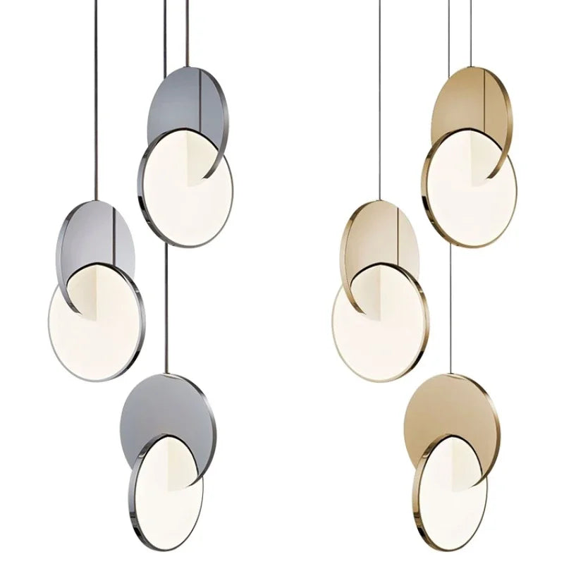 DecorBites™ Geometric Circle Gold Iron Pendant Light Chandelier