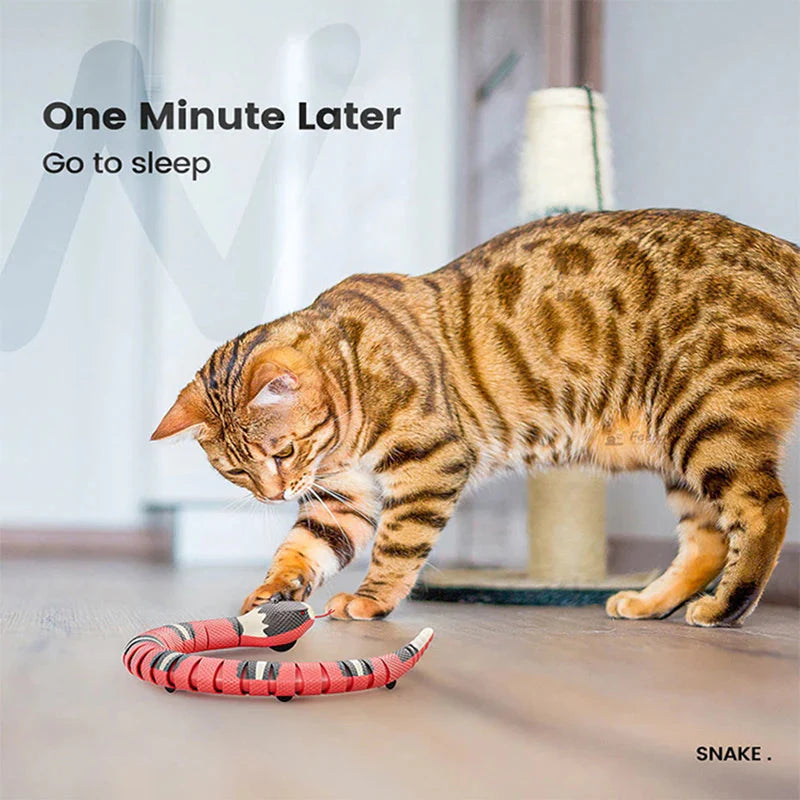 Automatic Smart Sensing Snake Cat Toy – Interactive USB Rechargeable Moving Pet Toy with Lights & Motion Detection for Cats