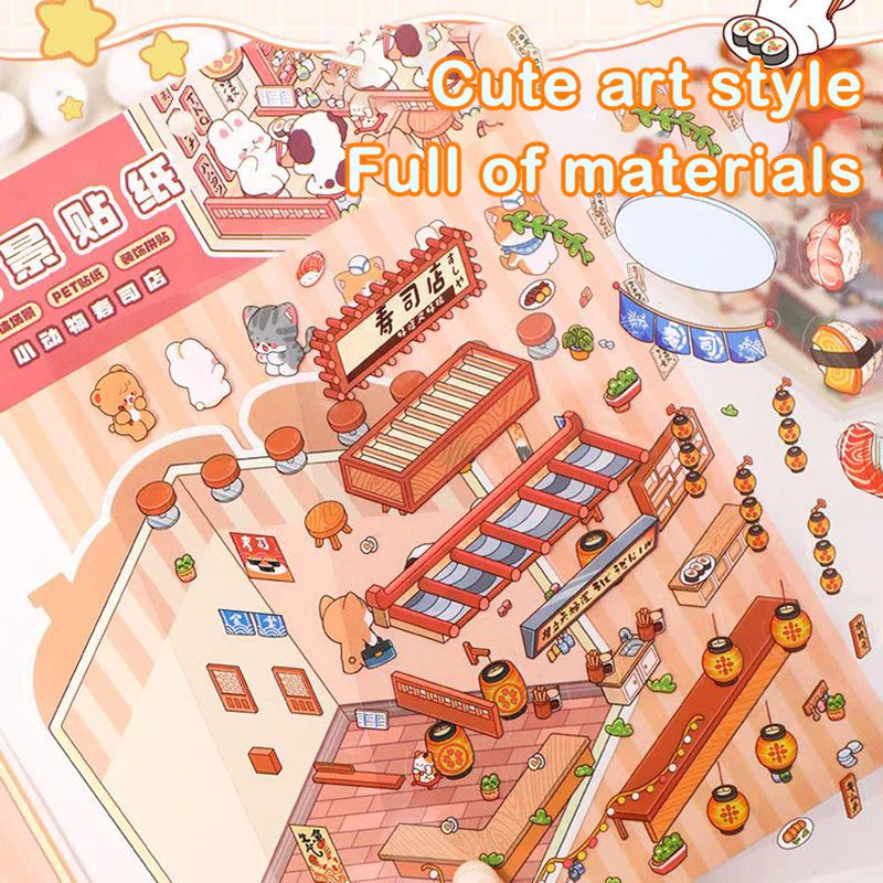 Cute 3D Stereoscopic Landscape Stickers | Mini Scene Sticker Set