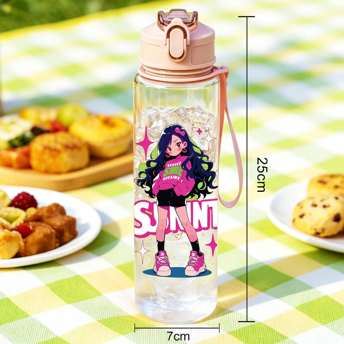 1 Piece 750ml (26 fl oz) Anime Girl Straw Cup | Summer Water Bottle