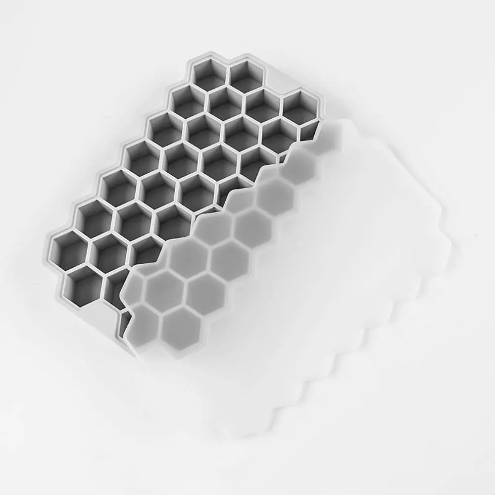 37 Grids Honeycomb Ice Cube Silicone Mold with Lid | Flexible Silicone Ice Tray for DIY Ice Making