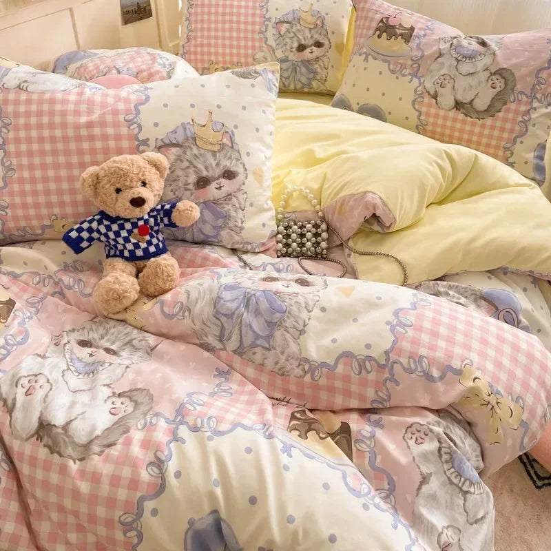 DecorBites™ Cozy Cartoon Printed Cotton Comforter Set for Adults