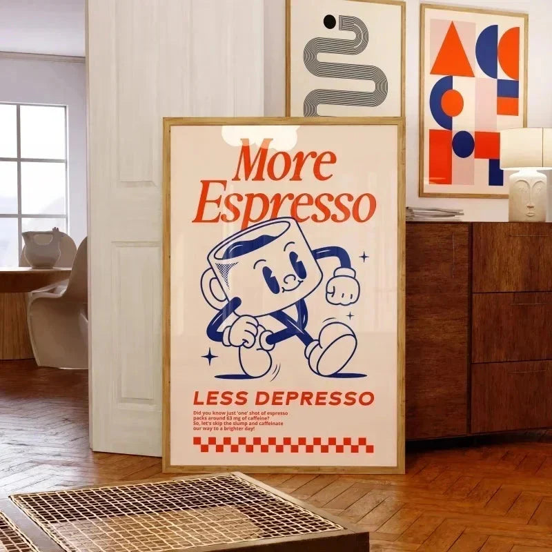 More Espresso Less Depresso Coffee Wall Art Print