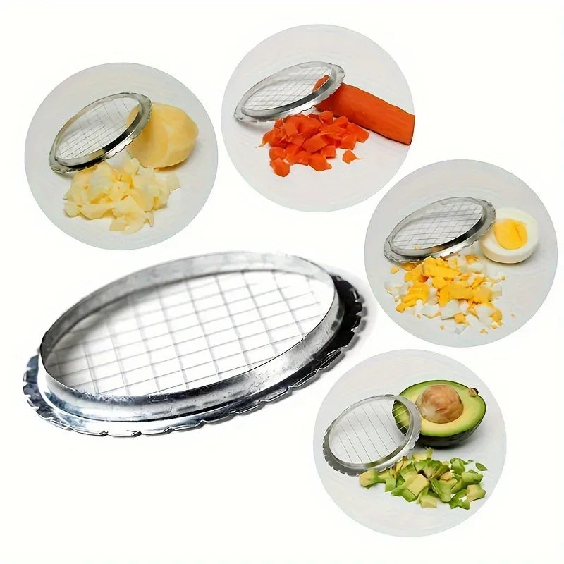 1pc Round Grid Cutter Slicer | Stainless Steel Vegetable Chopper