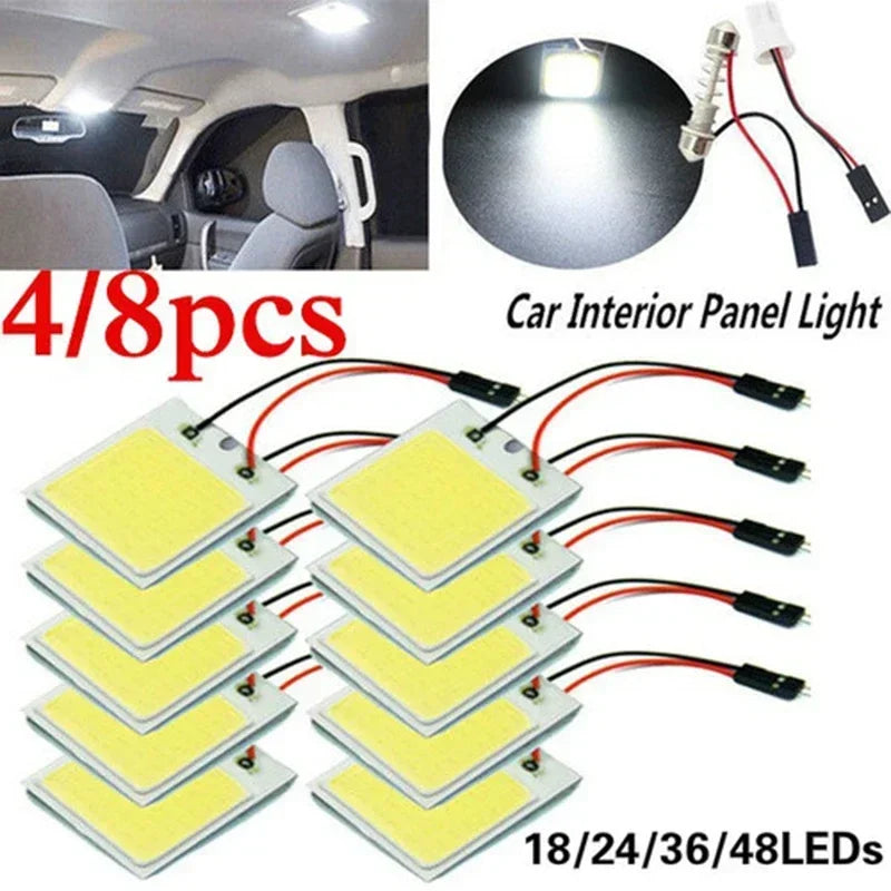 4-Pack T10 LED Car Interior Bulbs | 12V COB Dome Light